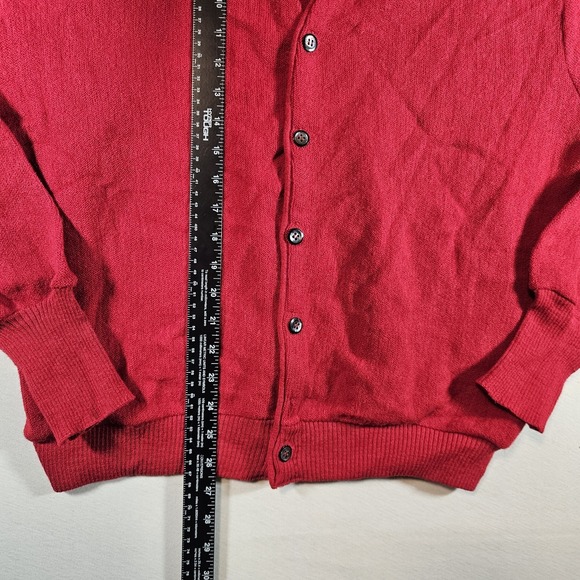 Vintage Robert Bruce Arnold Palmer Cardigan Sweater Alpaca Wool Mens XL Red 60s - Picture 4 of 5